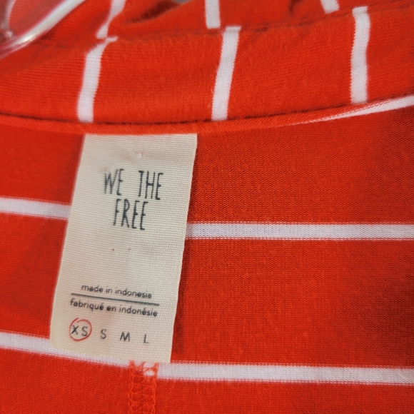 WE THE FREE Can't Fool Me red orange striped versatile tie front pull-over top - Picture 9 of 12